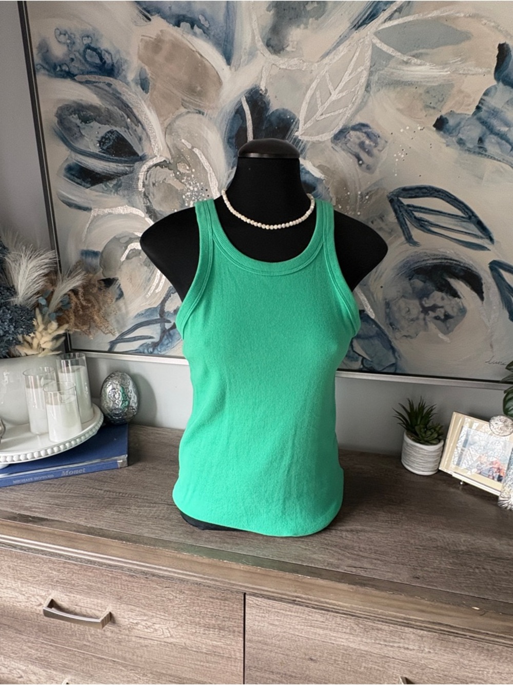 H&M Bright Green Ribbed Tank Top